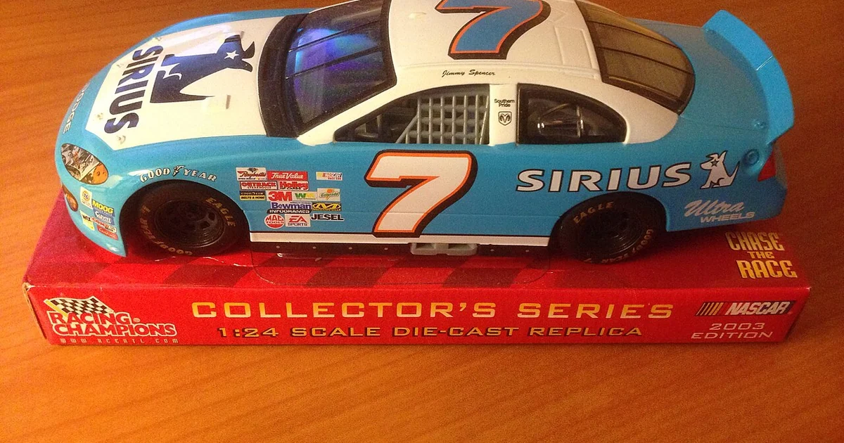 NASCAR driver Jimmy Spencer's No. 7 car as a 1:24 diecast.