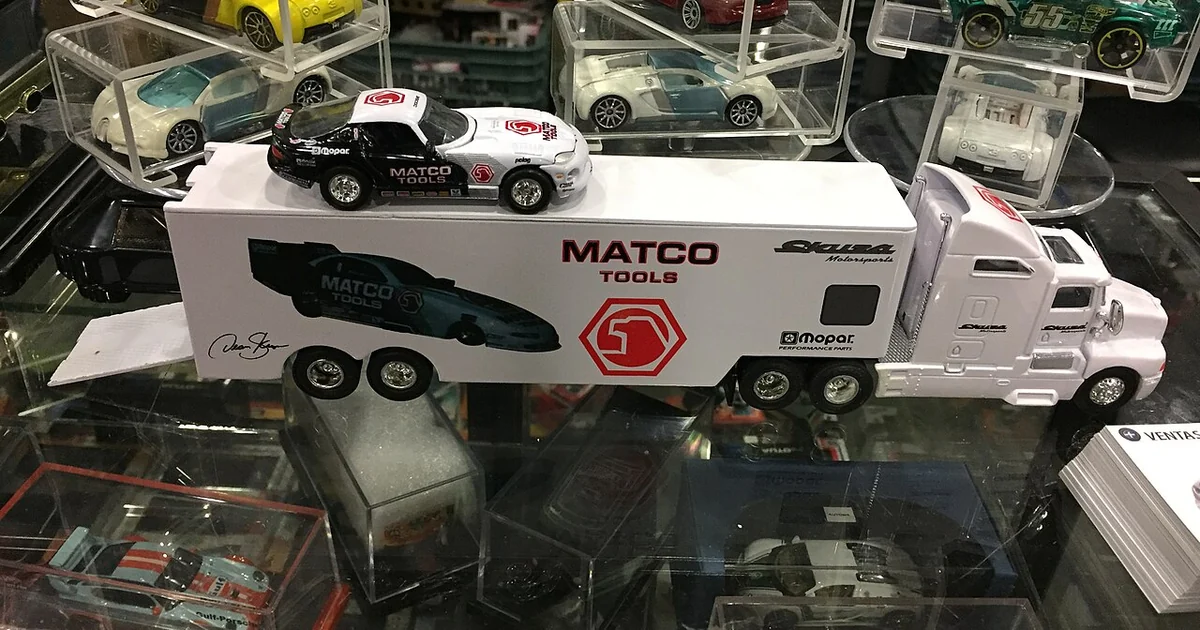 Heavy-duty truck with a trailer for carrying cars from the Diecast Convention, Mexico 2017